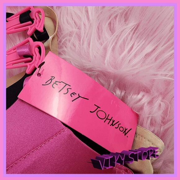 💖 NWT Betsey Johnson 3 Pck Unlined Bra 38C Black Pink Beige Chic #7226 💖 - Picture 2 of 7